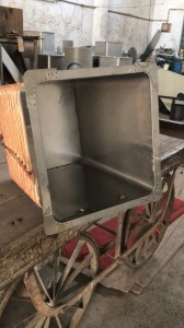 Stainless steel inner shell of a water cooler ready for coiling