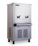 Stainless steel water cooler with twin taps