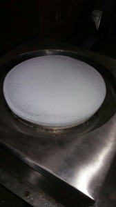 Round ice-cream cooling stone in service