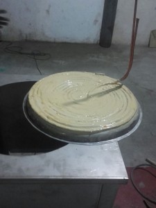 Thermal paste applied to an ice-cream machine cooling stone (Tawa)
